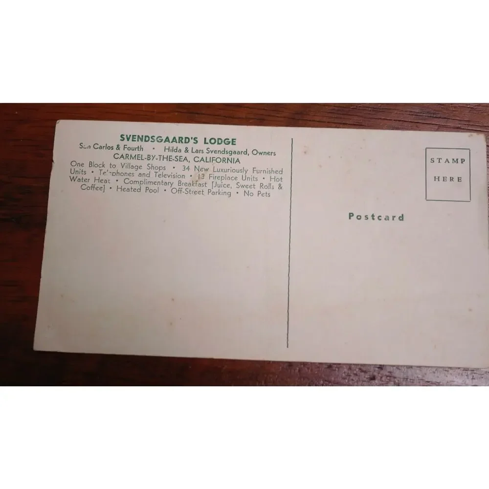 Vintage SVENDSGAARDS LODGE Mid Century Inn Carmel-By-The-Sea California Postcard